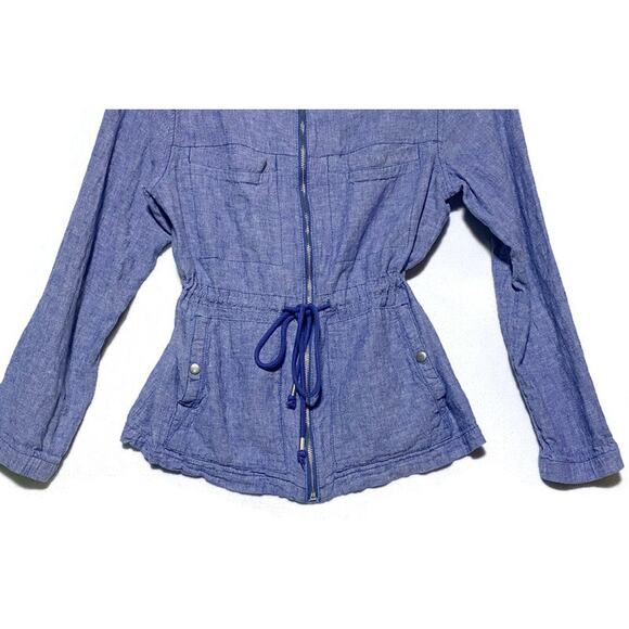 Old Navy Lightweight Zip Up Jacket Women's Size Large Light Blue w/Drawstring - Picture 7 of 7